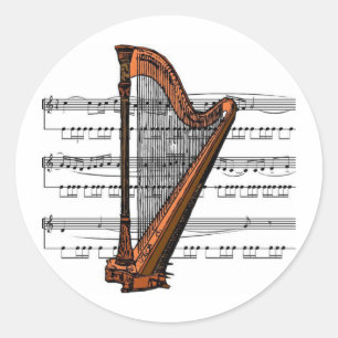Harp musical 02 B Ronde Sticker