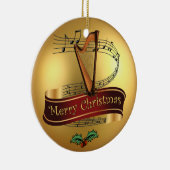 Harp ~ Musical Scroll ~ Gold Merry Kerst~ Keramisch Ornament (Rechts)