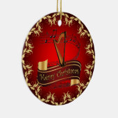 Harp ~ Musical Scroll ~ Merry Kerst~ * ~ Keramisch Ornament (Rechts)