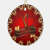 Harp ~ Musical Scroll ~ Merry Kerst~ * ~ Keramisch Ornament (Links)