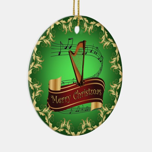 Harp ~ Musical Scroll ~ Merry Kerst~ * ~ Keramisch Ornament (Rechts)