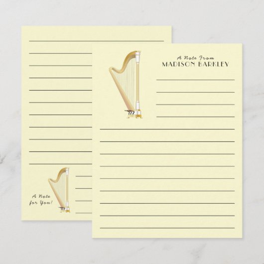 Harp Musician Music Teacher Bedankkaart (Voorkant / Achterkant)