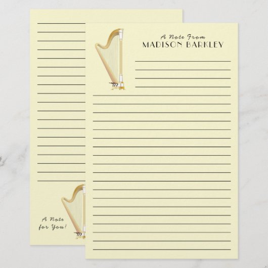 Harp Musician Music Teacher Briefpapier (Voorkant / Achterkant)