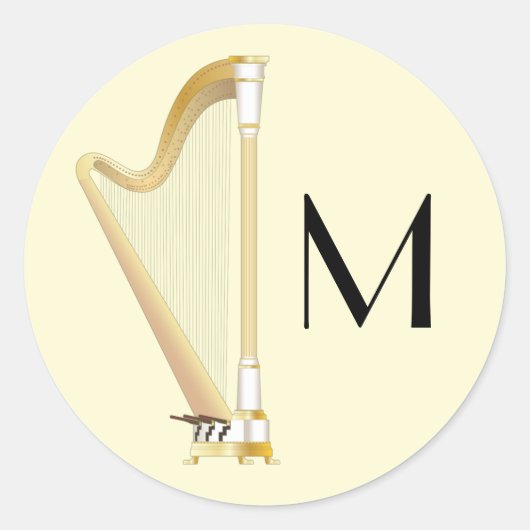 Harp Musician Music Teacher Ronde Sticker (Voorkant)