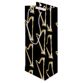 Harp Musician Music Teacher Wijn Cadeautas (Achterkant Gekanteld)
