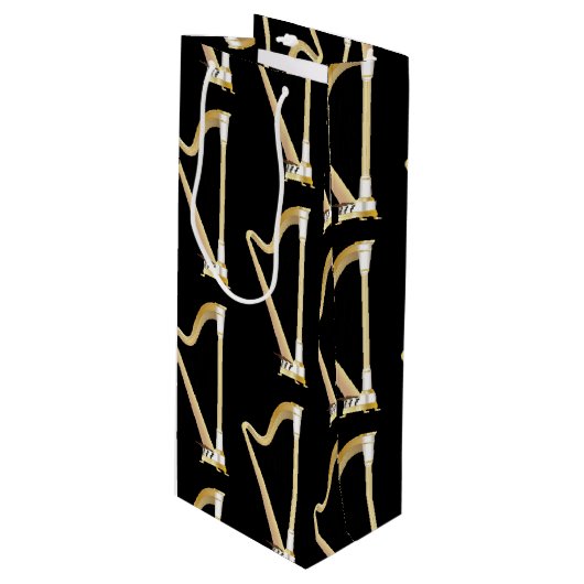 Harp Musician Music Teacher Wijn Cadeautas (Voorkant Gekanteld)