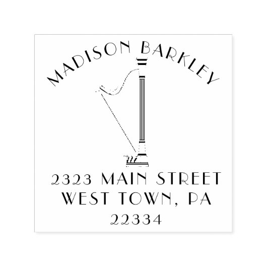 Harp Musician Music Teacher Zelfinktende Stempel (Design)