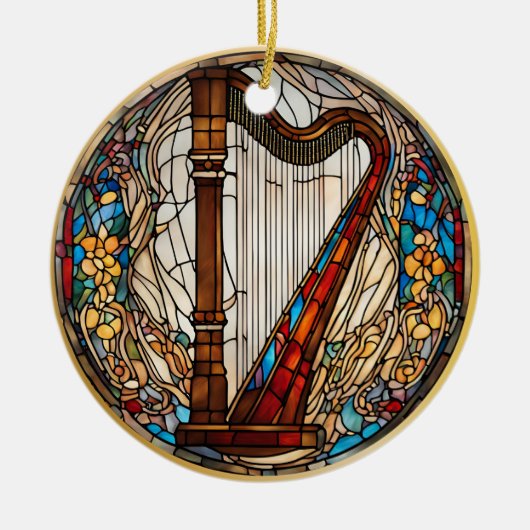 Harp muziekinstrument keramisch ornament (Voorkant)