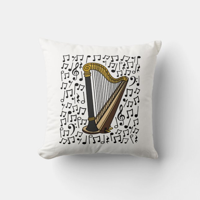 Harp muzieknoten, Harpist muziekleraar Kussen (Voorkant)