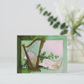 Harp of Erin Shamrock Green Briefkaart (Staand voorkant)