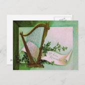 Harp of Erin Shamrock Green Briefkaart (Voorkant / Achterkant)