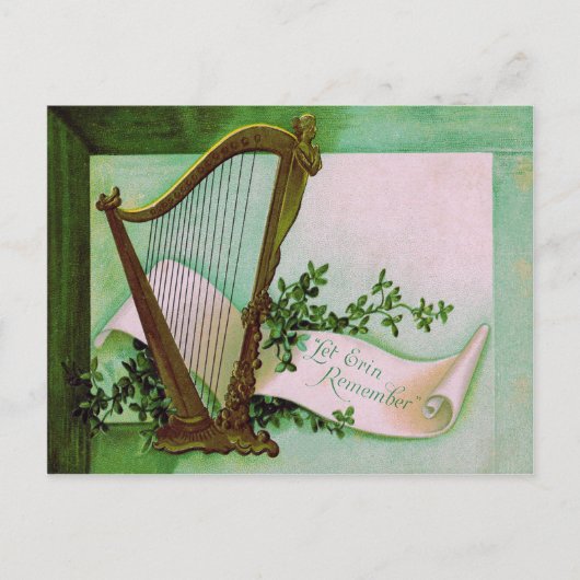 Harp of Erin Shamrock Green Briefkaart (Voorkant)