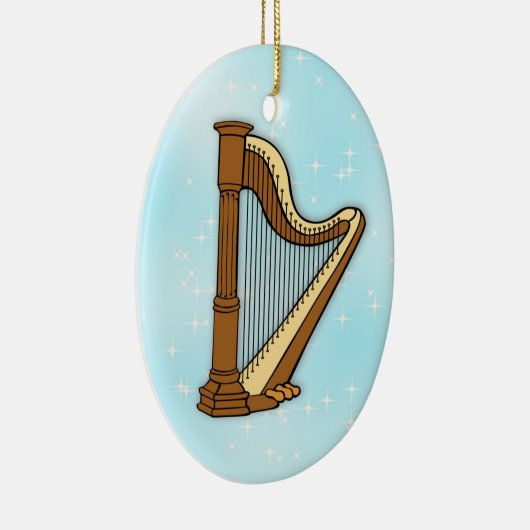 Harp op Blauwe Keramische kerstversiering Keramisch Ornament (Rechts)