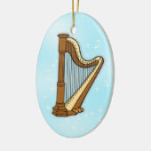Harp op Blauwe Keramische kerstversiering Keramisch Ornament (Links)