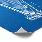 Harp Patent - Blauwdruk Poster (Hoek)