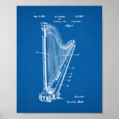 Harp Patent - Blauwdruk Poster (Voorkant)