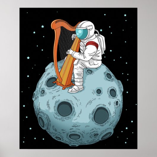 Harp Player Gifts Girls Harpist Gift Women Harp Poster (Voorkant)