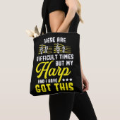 Harp Player Music Funny Musician Difficult Times Tote Bag (Dichtbij)