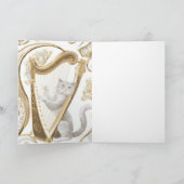 Harp-Playing Cat Greeting Card – Ornate Elegance Kaart (Binnen)