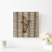 Harp ~ Rollend blad Muziekachtergrond ~ Musical Vierkante Klok (Huis)