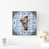 Harp ~ Rollend vel Music ~ Blue Tint Background ~ Vierkante Klok (Huis)
