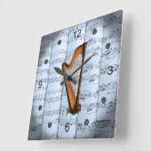 Harp ~ Rollend vel Music ~ Blue Tint Background ~ Vierkante Klok (Hoek)