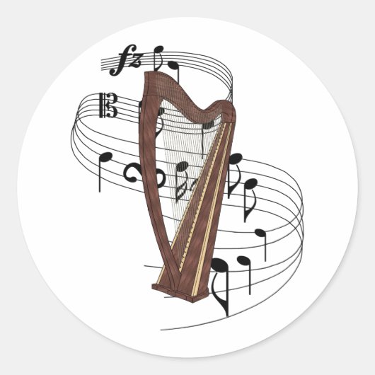 Harp Ronde Sticker (Voorkant)