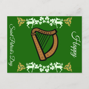 Harp Saint Patrick's Day Shamrock Celtic Feestdagenkaart