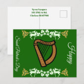 Harp Saint Patrick's Day Shamrock Celtic Feestdagenkaart (Voorkant / Achterkant)