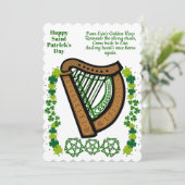Harp Saint Patricks Day Shamrock Celtic Feestdagenkaart (Staand voorkant)