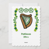 Harp Saint Patricks Day Shamrock Celtic Feestdagenkaart (Achterkant)