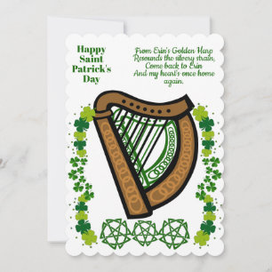 Harp Saint Patricks Day Shamrock Celtic Feestdagenkaart