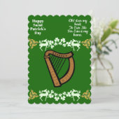 Harp Saint Patrick's Day Shamrock Celtic Feestdagenkaart (Staand voorkant)