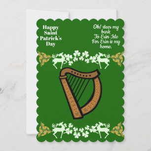 Harp Saint Patrick's Day Shamrock Celtic Feestdagenkaart