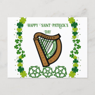 Harp Saint Patrick's Day Shamrock Celtic Feestdagenkaart