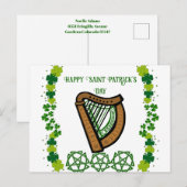 Harp Saint Patrick's Day Shamrock Celtic Feestdagenkaart (Voorkant / Achterkant)