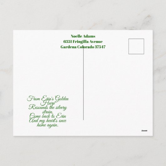 Harp Saint Patrick's Day Shamrock Celtic Feestdagenkaart (Achterkant)