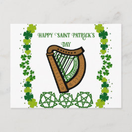 Harp Saint Patrick's Day Shamrock Celtic Feestdagenkaart