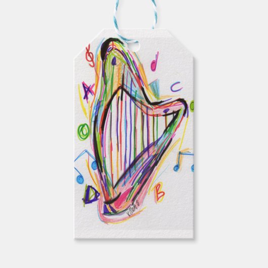 Harp schets - Regenboog Cadeaulabel (Voorkant)
