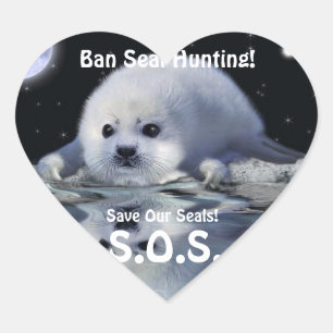 HARP SEAL Anti-zeehondenjacht Wildlife Heart Stick Hart Sticker