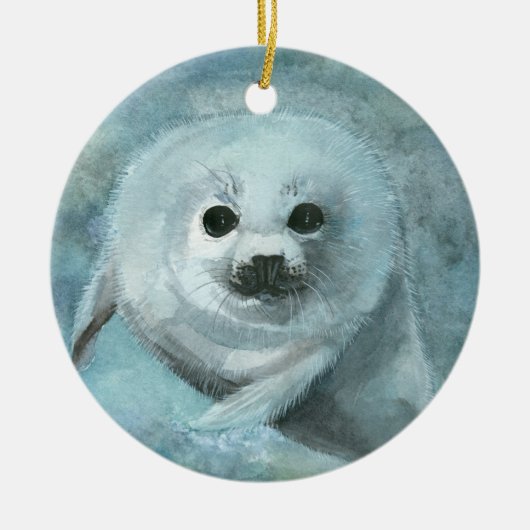 Harp Seal Art Ornament (Voorkant)