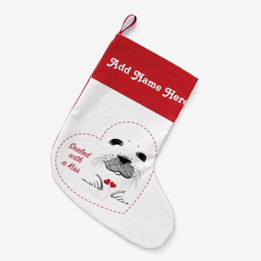 Harp Seal Pup verzegeld in een hart Kleine Kerstsok (Voorkant (Hangend))