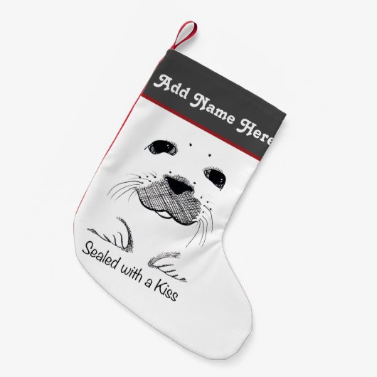 Harp Seal Pup Verzegeld met een Kus Kleine Kerstsok (Voorkant (Hangend))