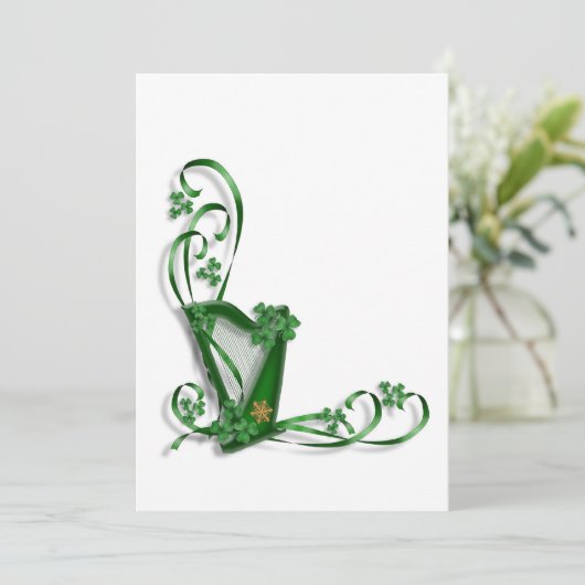 Harp shamrocks and ribbon kaart (Staand voorkant)