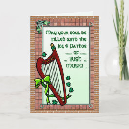 Harp, Shamrocks, Ierse muziek zegen gepersonalisee Kaart
