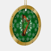 Harp ~ Silver ~ Green ~ Gold ~ Kerstmis ~ Keramisch Ornament (Rechts)