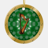 Harp ~ Silver ~ Green ~ Gold ~ Kerstmis ~ Keramisch Ornament (Voorkant)