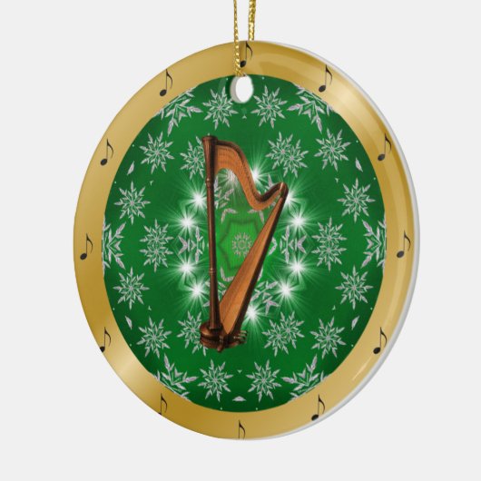 Harp ~ Silver ~ Green ~ Gold ~ Kerstmis ~ Keramisch Ornament (Links)