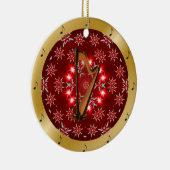 Harp ~ Silver ~ Red~ Gold ~ Kerstmis ~ Keramisch Ornament (Rechts)