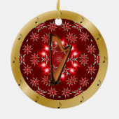 Harp ~ Silver ~ Red~ Gold ~ Kerstmis ~ Keramisch Ornament (Achterkant)